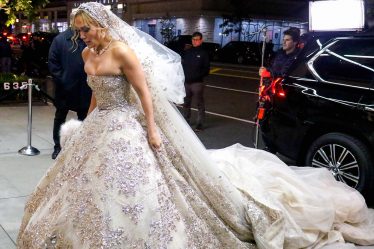 Jennifer Lopez Was Spotted Wearing the Most Blinged-Out Wedding Dress